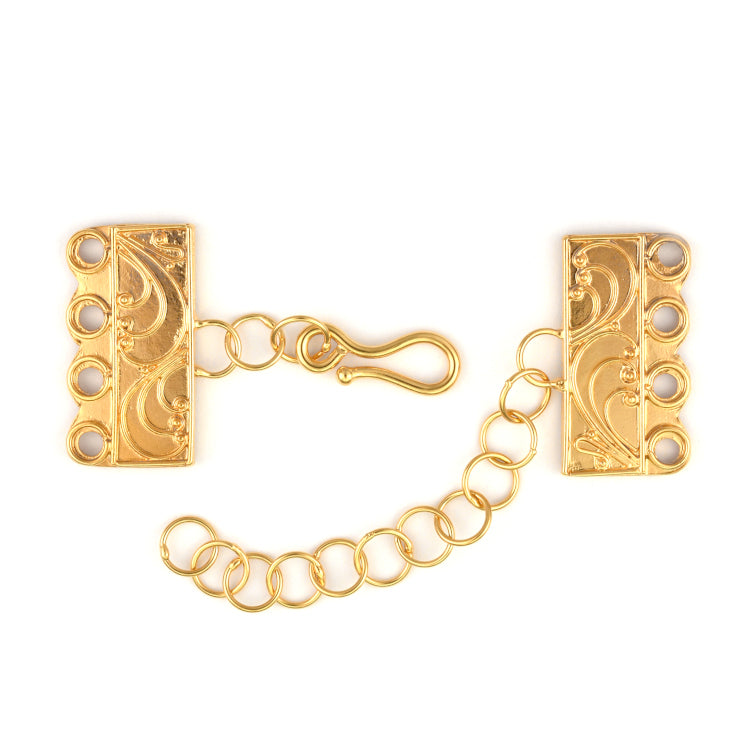 B903 Silver 4-Strand Hook Clasp