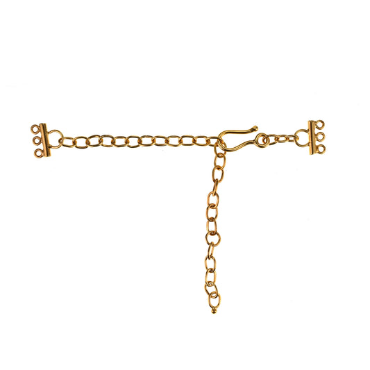 B908b Gold Plated Silver 3-Strand Hook Clasp