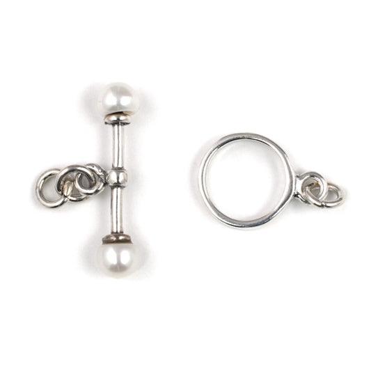 C311 Silver Toggle Clasp with White Pearl