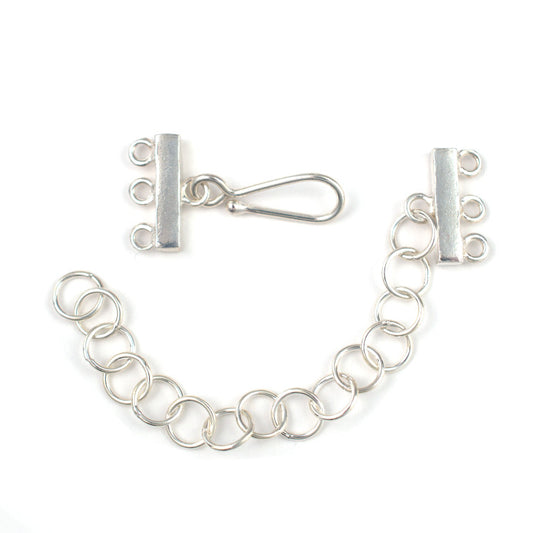 B844a Silver 3-Strand Hook Clasp