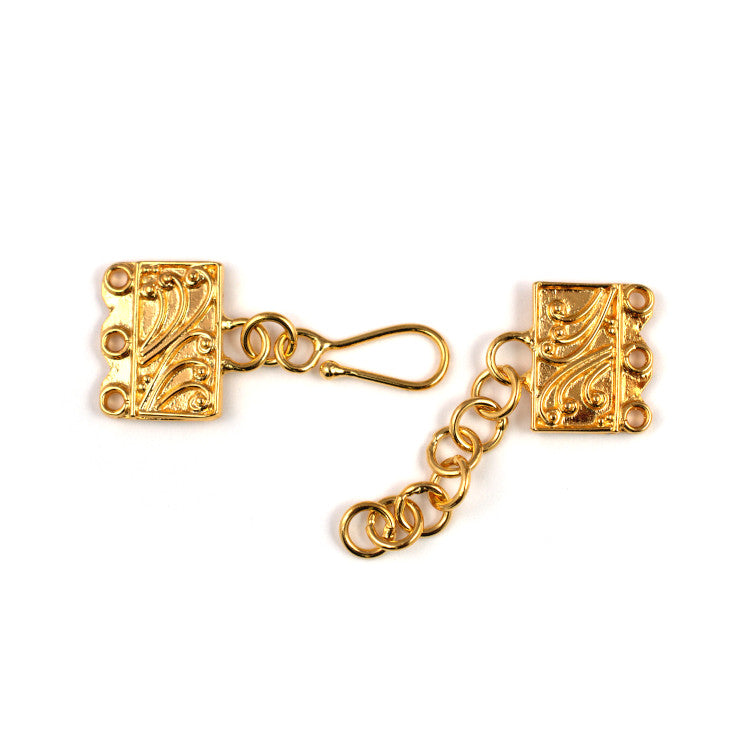 B904b Silver 3-Strand Hook Clasp