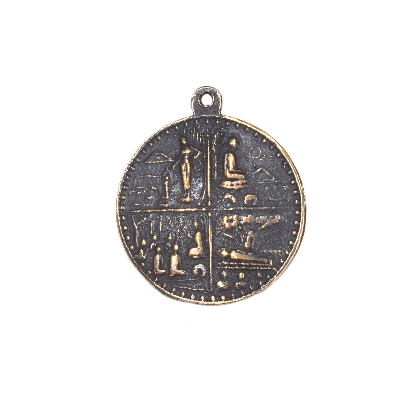 ADR437 Antiqued Brass Buddha Coin Pendant