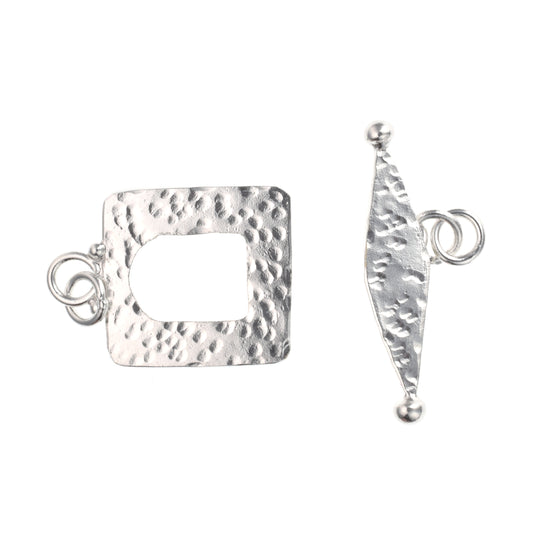 B1247 Hammered Silver Plated Brass Toggle Clasp