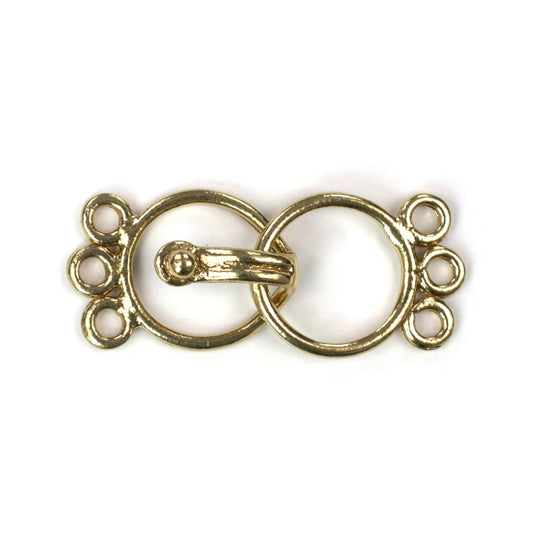 C253c Brass 3-Strand Hook Clasp