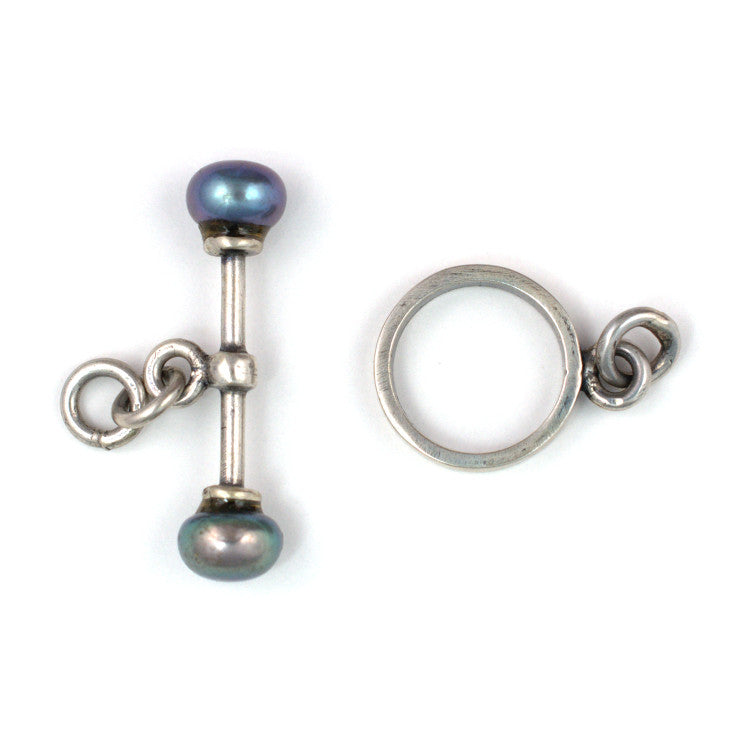 C311 Silver Toggle Clasp with Peacock Pearl