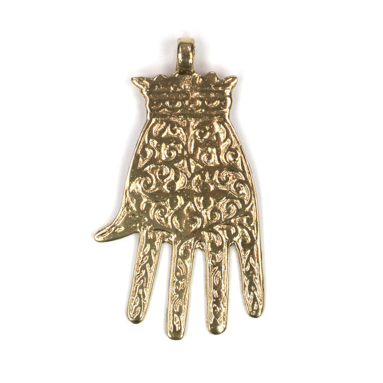 C588 Brass Hand of Fatima Pendant