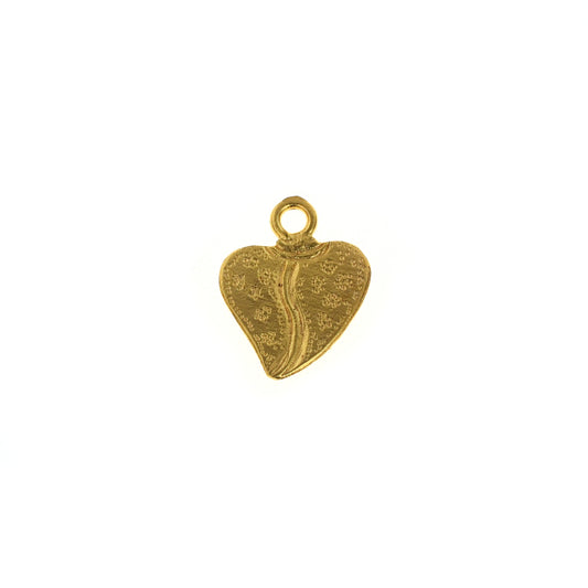 C624 Gold Plated Brass Heart Charm
