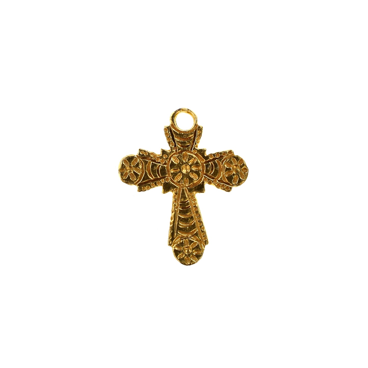 C639 Gold Plated Brass Cross Charm