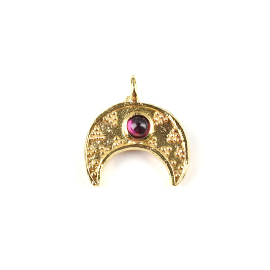 C676 Brass Charm with Garnet