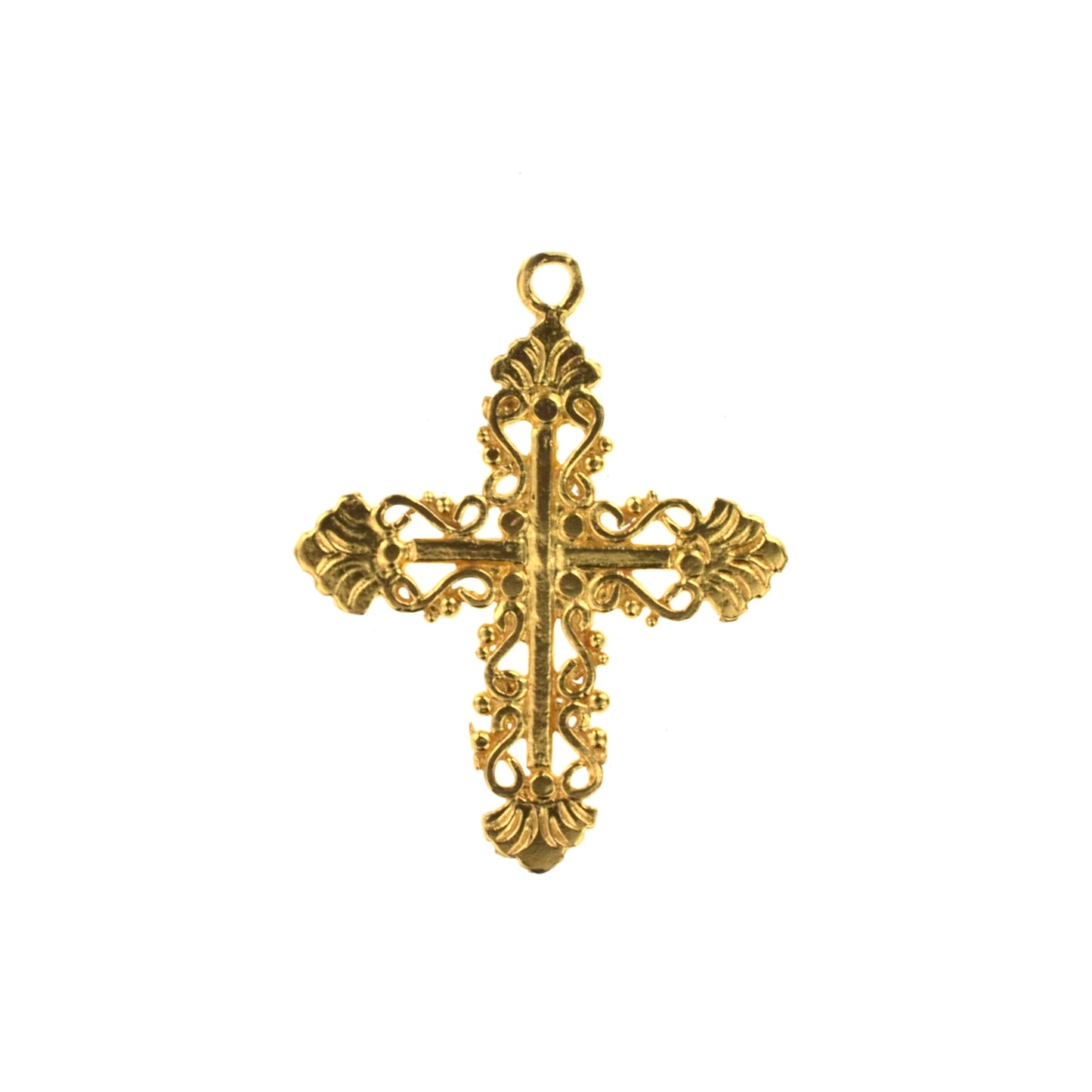 C686 Brass Filigree Cross Charm