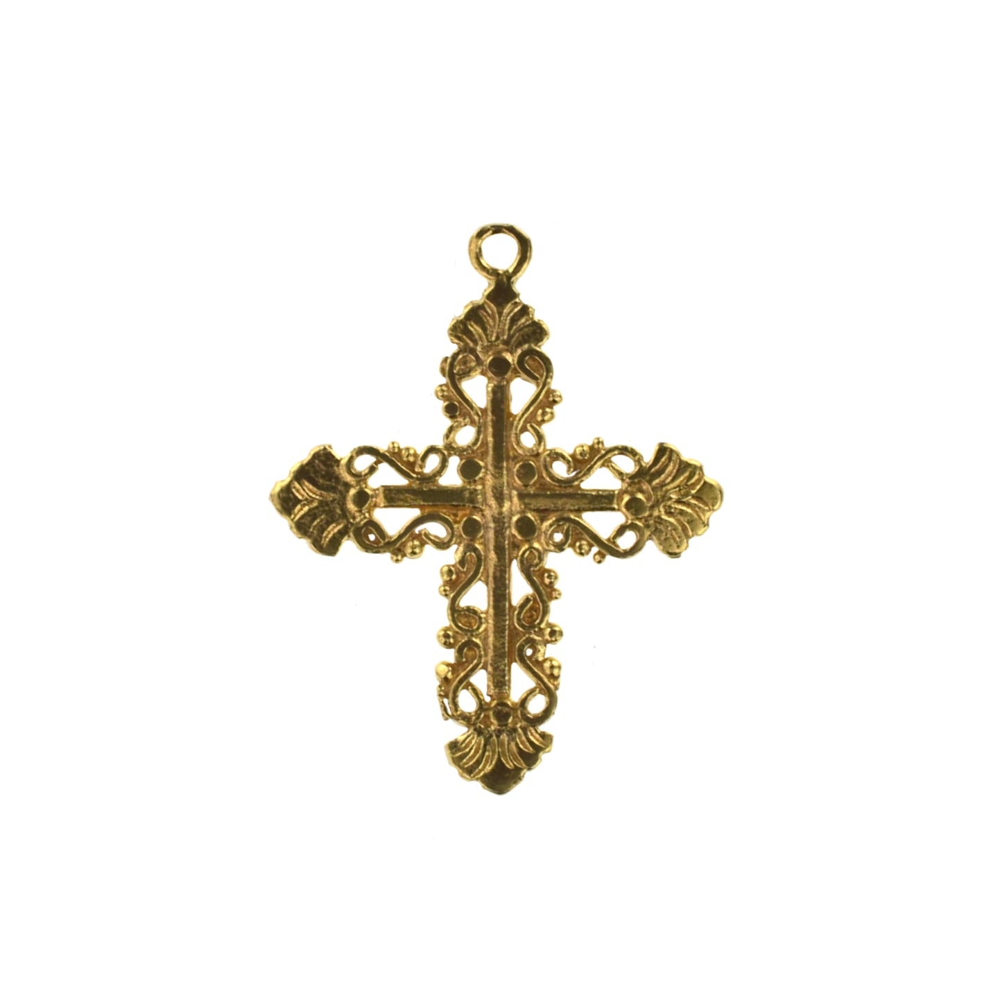 C686 Brass Filigree Cross Charm