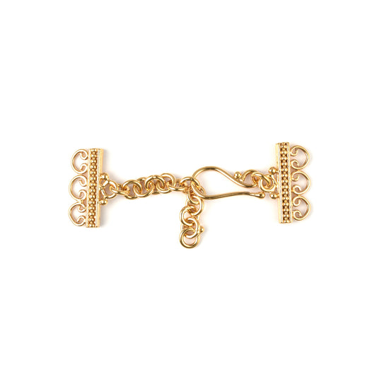 C742 Gold Plated Silver 3-Strand Hook Clasp