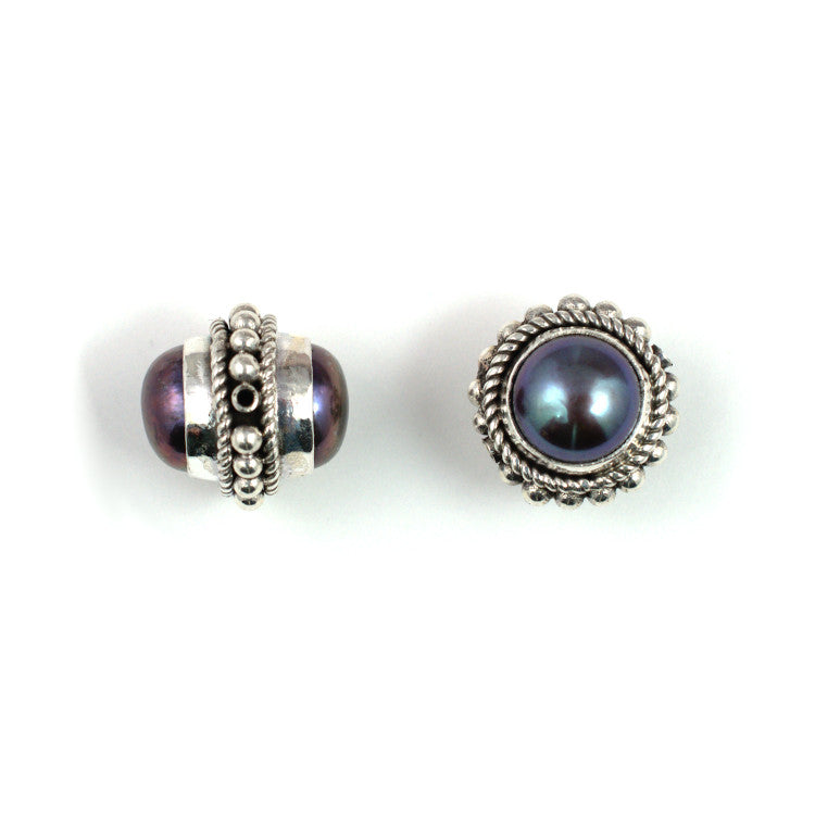 IB52 Silver Bead with Peacock Pearl