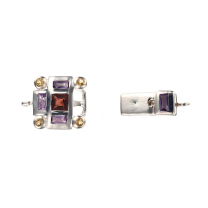 IB90 Silver Box Clasp with Amethyst, Garnet and Citrine