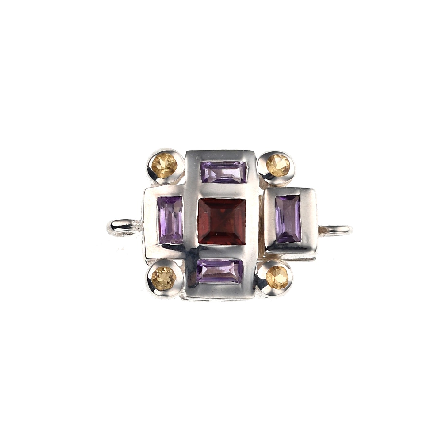 IB90 Silver Box Clasp with Amethyst, Garnet and Citrine