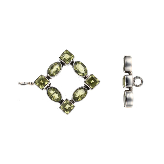 IB91 Silver Toggle Clasp with Faceted Peridot