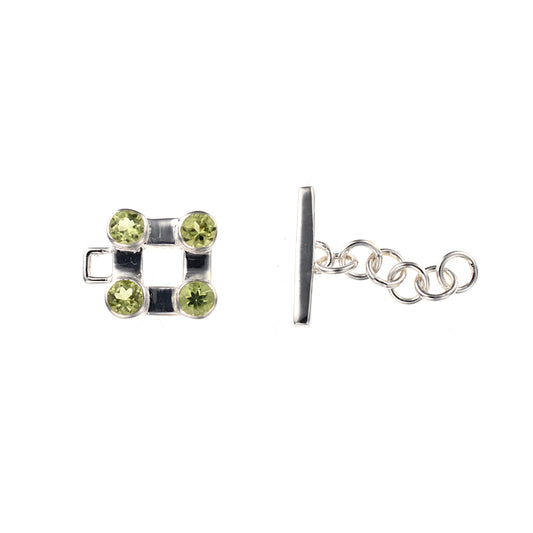 IB92 Silver toggle clasp with Faceted Peridot