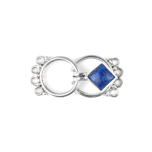 M25 Silver 4-Strand Hook Clasp with Lapis