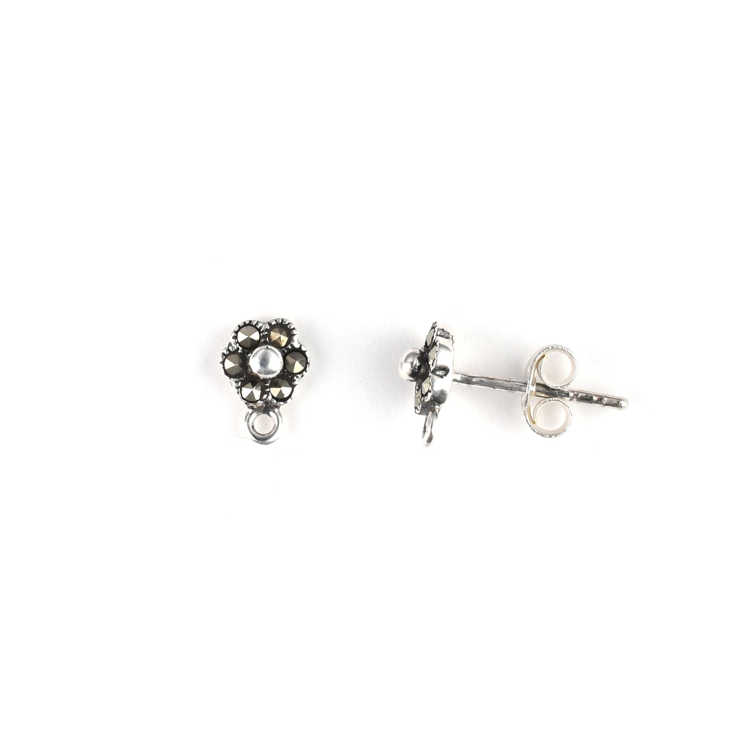 S115 Silver Post Earring with Marcasite