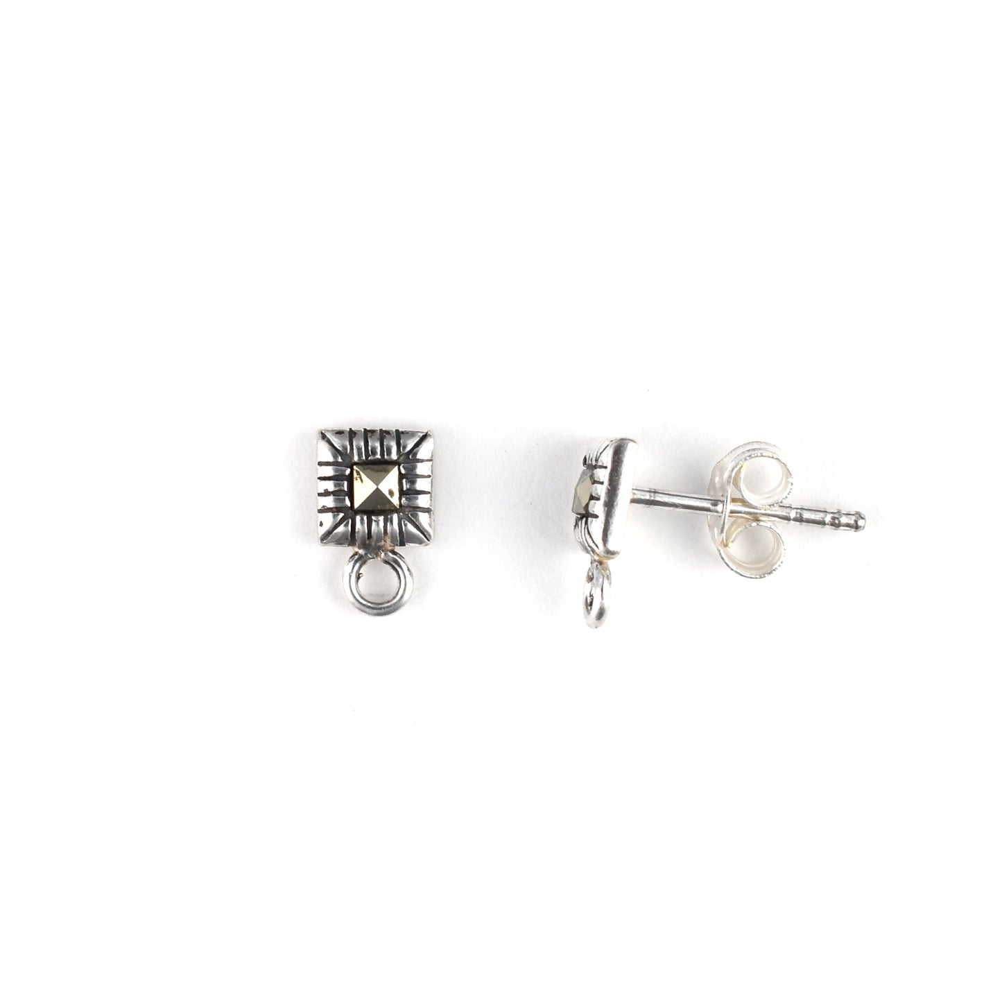 S116 Silver Post Earring with Marcasite