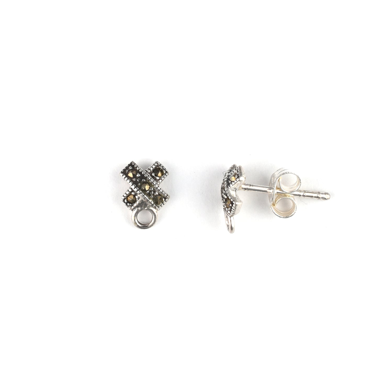 S117 Silver Post Earring with Marcasite