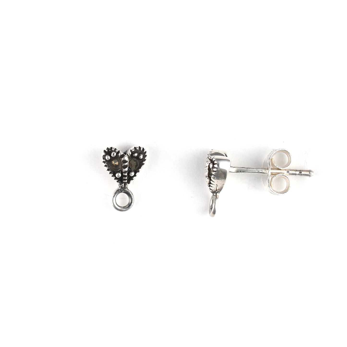 S124 Silver Post Earring with Marcasite