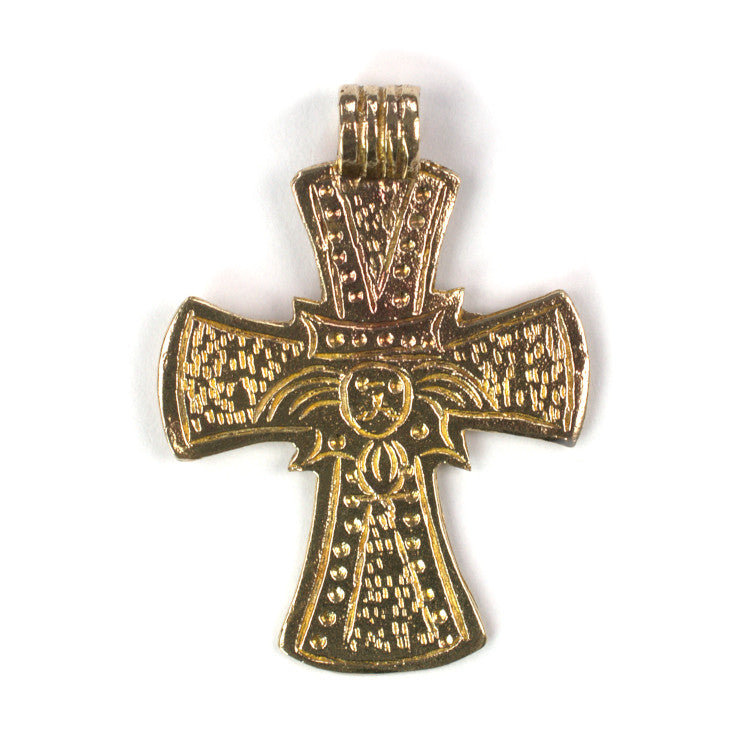 C502 Brass Ethiopian Cross Pendant