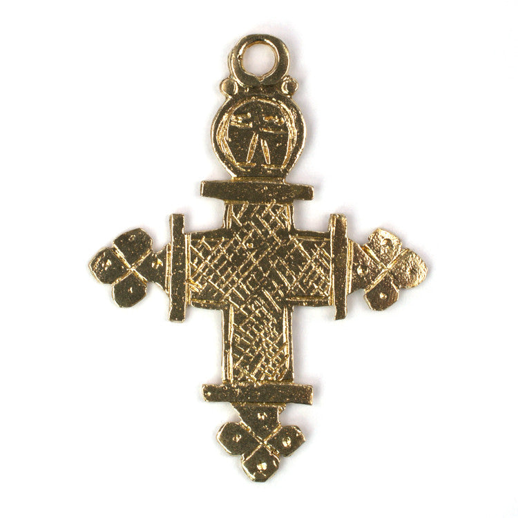 C506 Brass Ethiopian Cross Charm