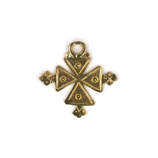 C509 Brass Ethiopian Cross Charm