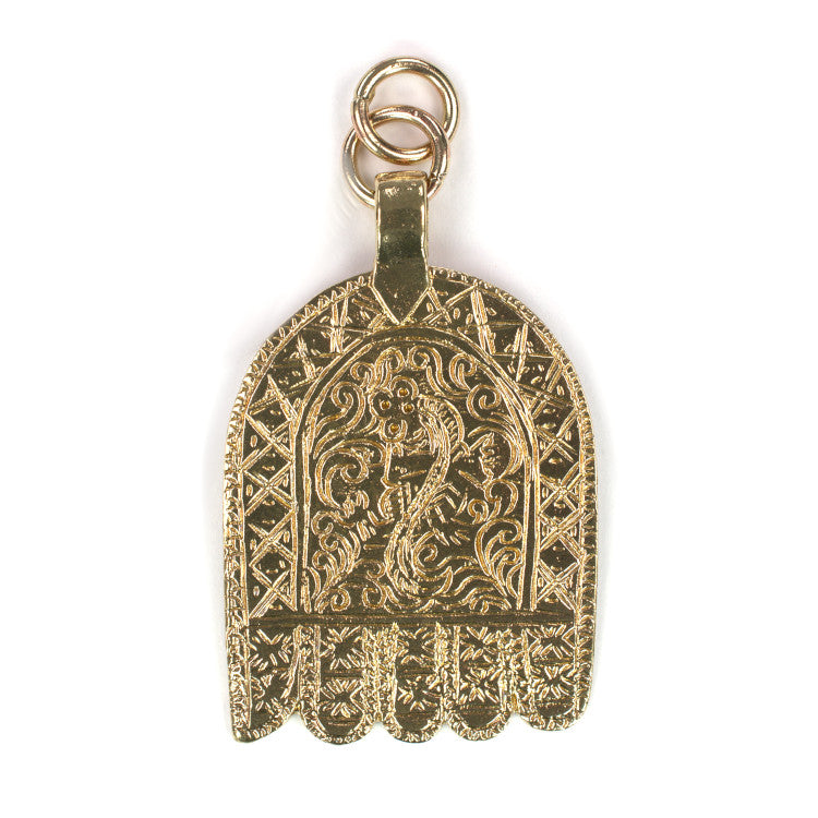 C589 Brass Hand of Fatima Pendant