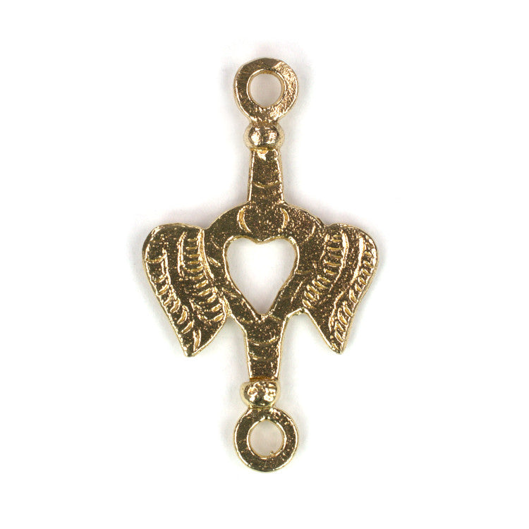C594 Brass Mexican Heart Connector Charm