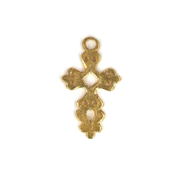 C607 Brass Mexican Cross Charm