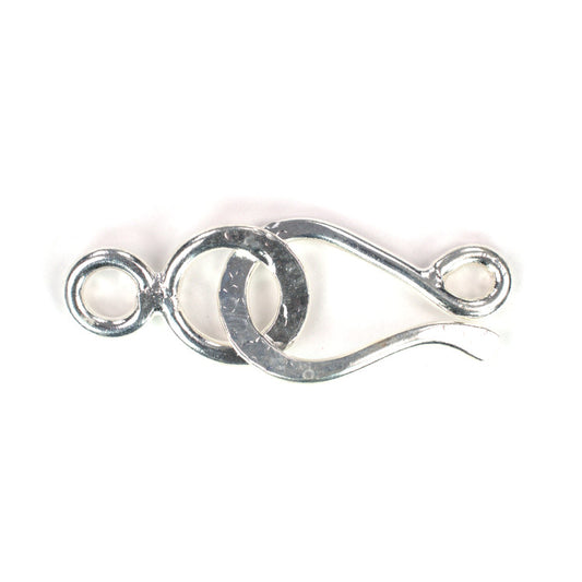 C1066 Silver Plated Hammered Brass Hook Clasp